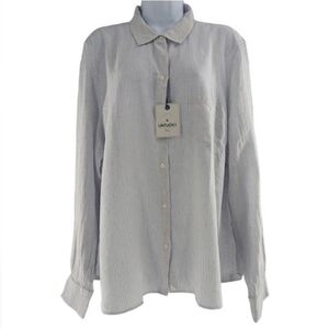2/$30 UNTUCKit Women's Linen Blend Angelen Button Down Striped Shirt